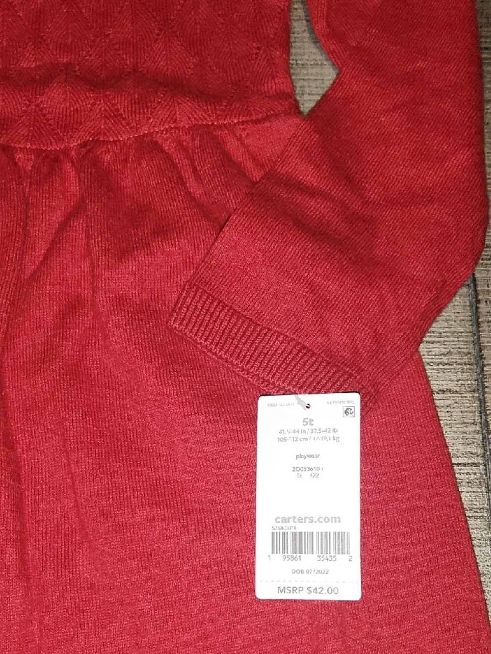 Carter's Crimson Knit Long-Sleeve Girls Dress
